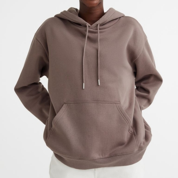 H&M Tops - 🆕️NWT H&M Hoodie in 'Dark Taupe', Size XL